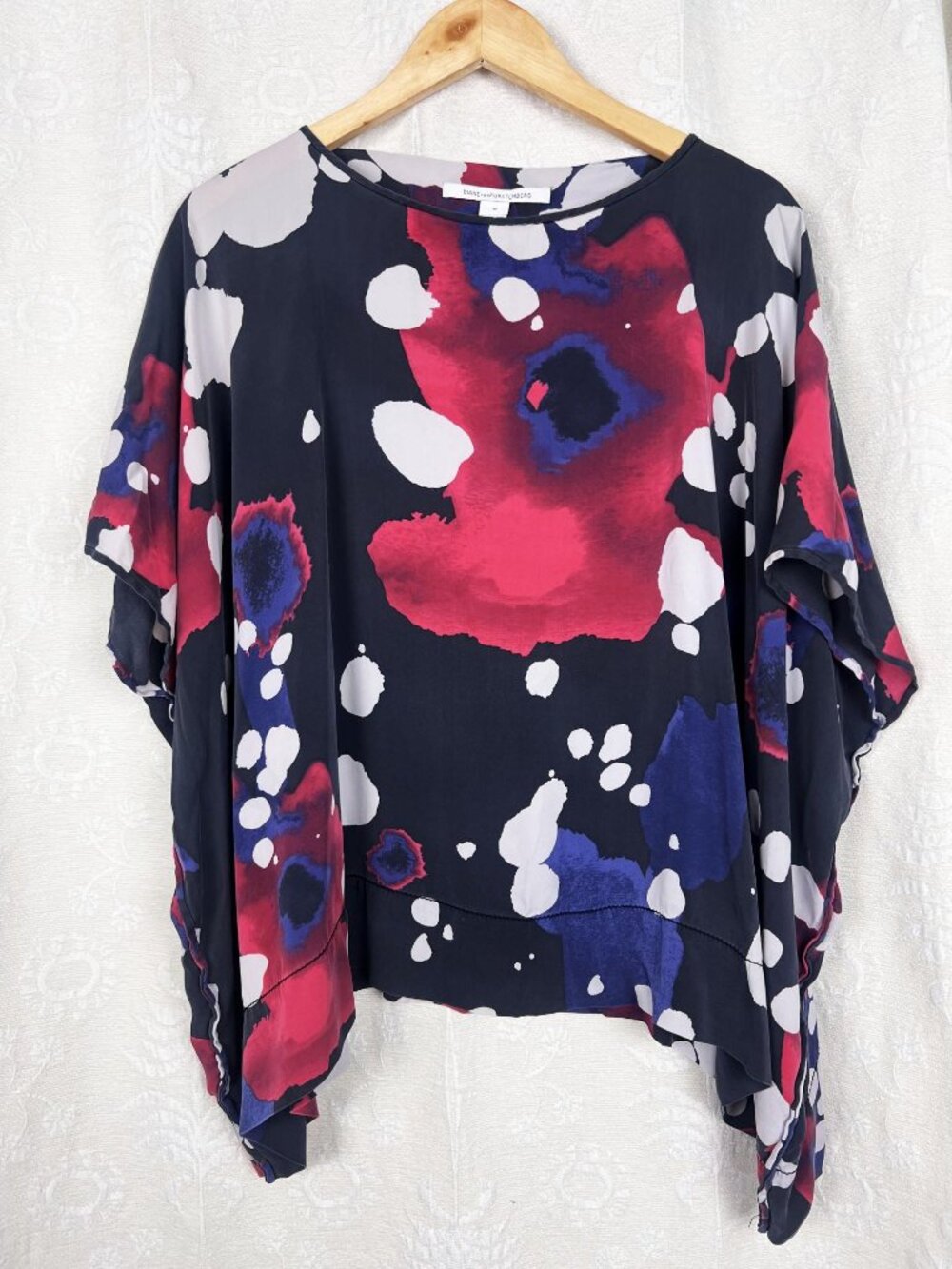 DVF Diane von Furstenberg Edna Explosion of Color silk oversized abstract top M